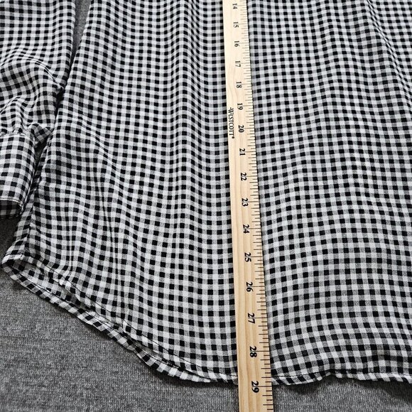 Torrid Top Womens 2X Black White Gingham Buttons LS Ruffles Boho Cottagecore - Picture 6 of 13